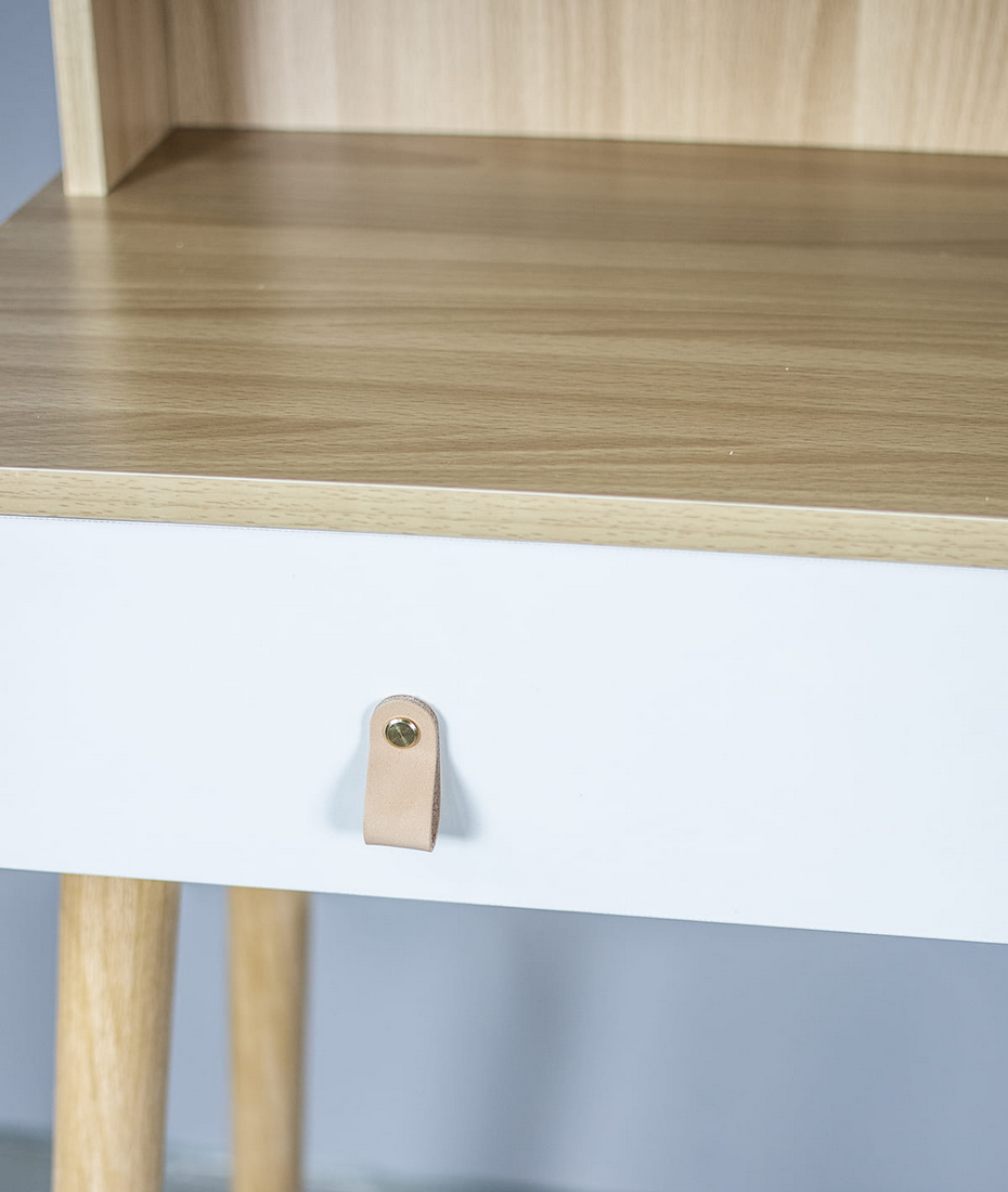 Toaletka kosmetyczna z lustrem - SCANDI biała / buk