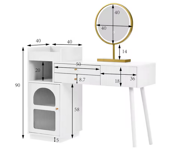 Nowoczesna Toaletka z Lustrem LED i Szafką Boczną – Perfekcyjny Plan Na Piękny, Zorganizowany Kącik Beauty
