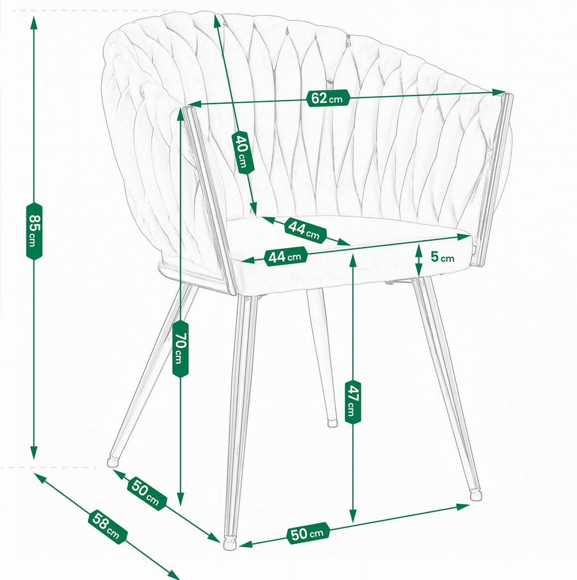 Ekskluzywne Krzesło Glamour z Aksamitnym Obiciem i Złotymi Nogami JUMI
