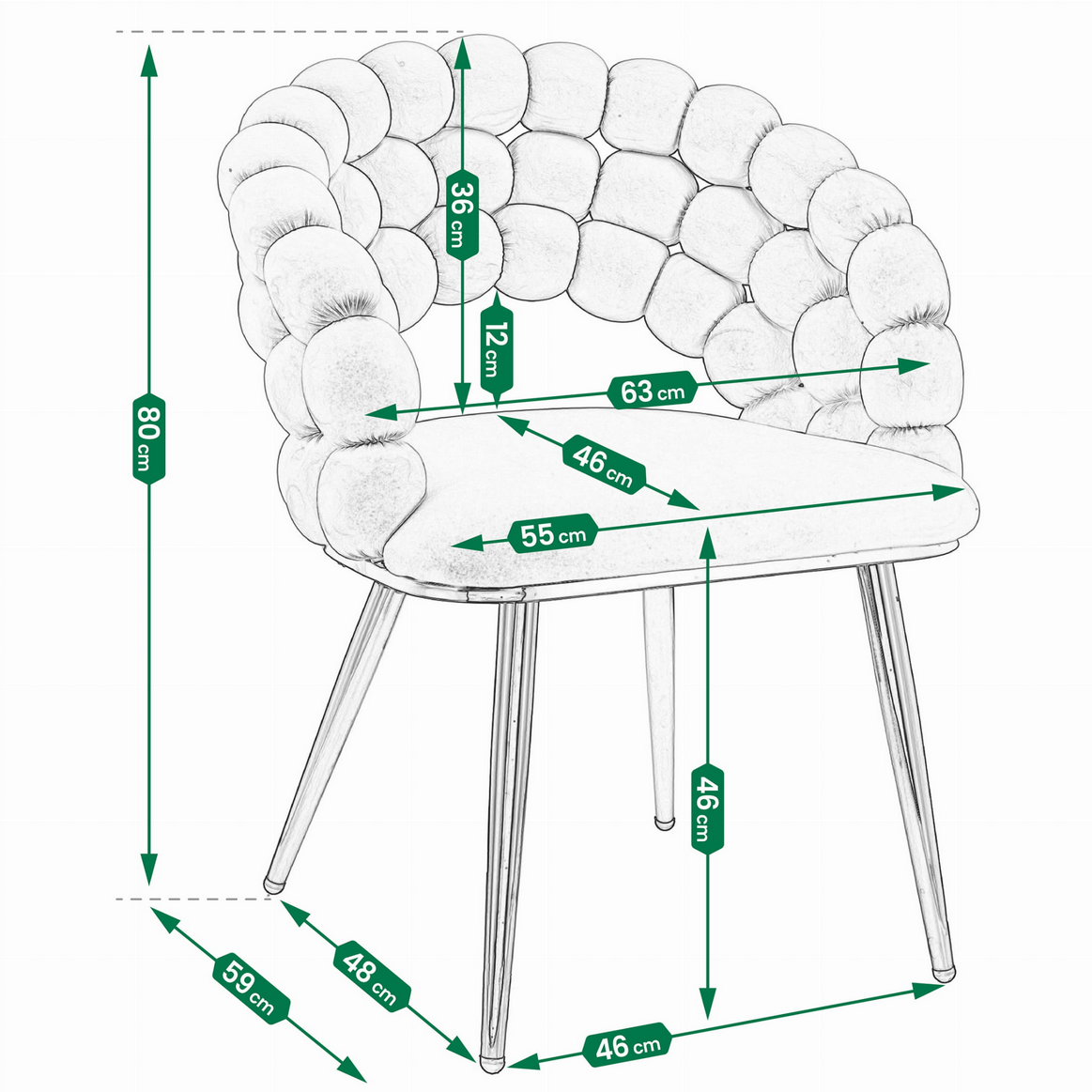Ekskluzywne Krzesło Glamour z Aksamitnym Oplotem „Bubble” i Złotymi Nogami JUMI