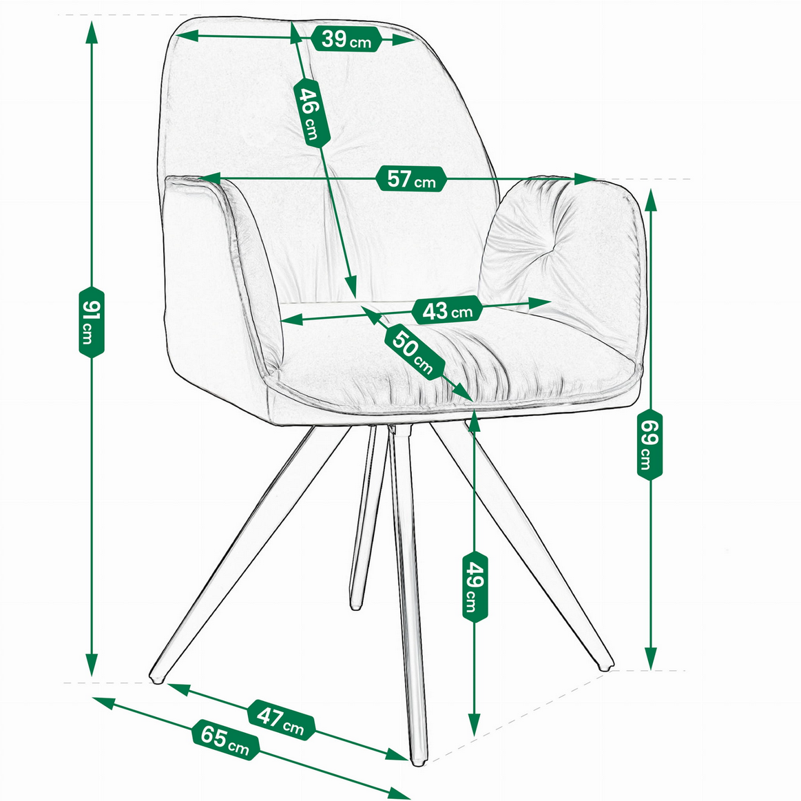 Nowoczesne Krzesło Welurowe z Obrotowym Siedziskiem JUMI