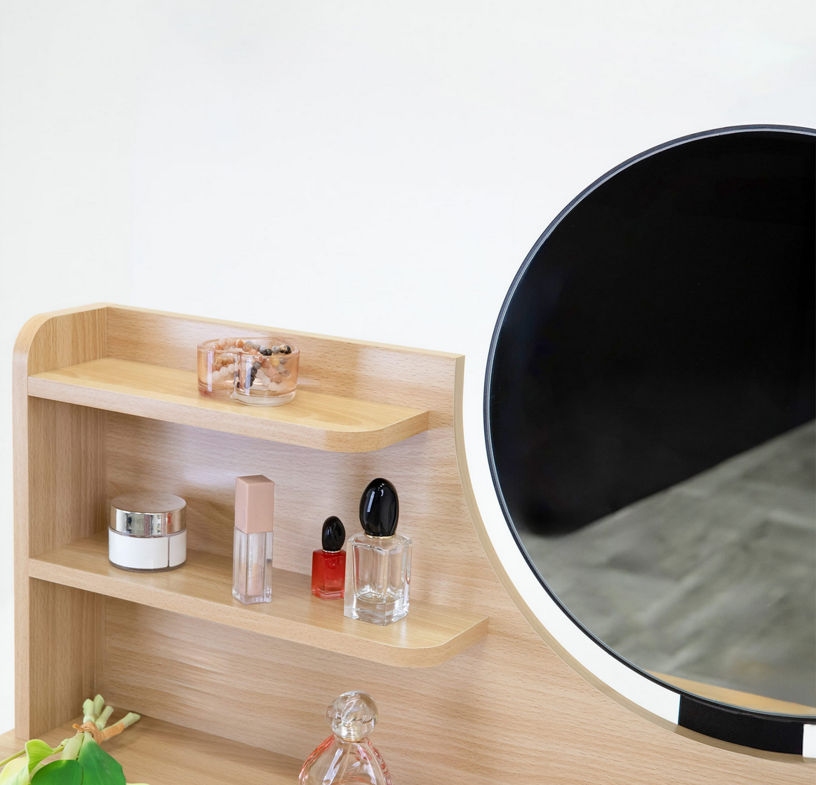 Nowoczesna Toaletka z Lustrem i Półkami – Elegancja i Funkcjonalność w Jednym