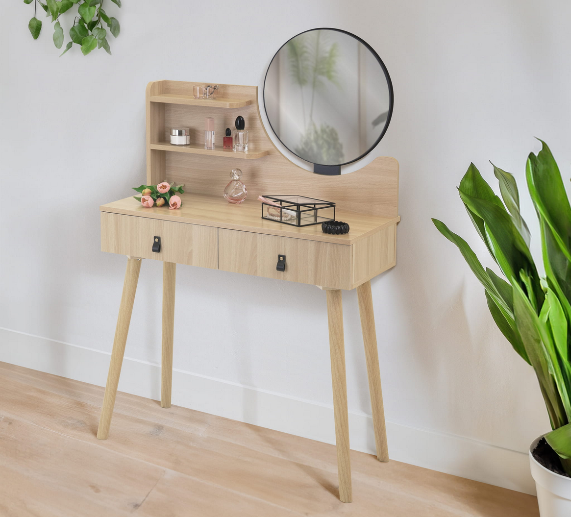 Nowoczesna Toaletka z Lustrem i Półkami – Elegancja i Funkcjonalność w Jednym