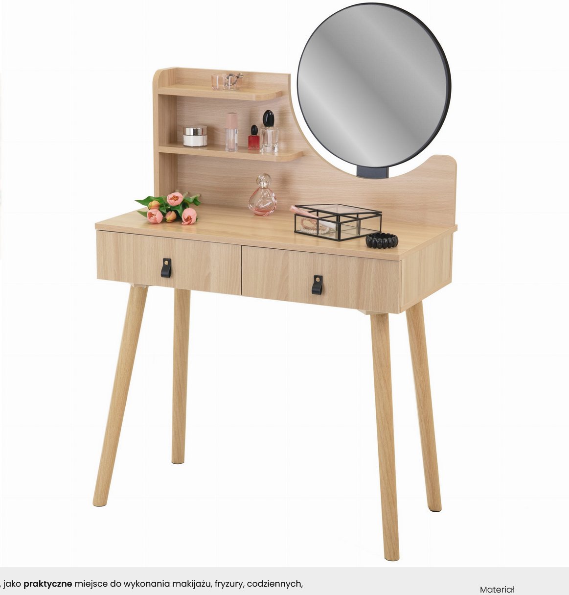 Nowoczesna Toaletka z Lustrem i Półkami – Elegancja i Funkcjonalność w Jednym