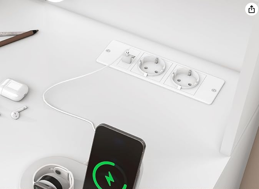 TEENFON Toaletka ze światłami, toaletka z lustrem i gniazdkiem, toaletka z 7 szufladami, 6 półkami i 5 haczykami, nowoczesna, biała