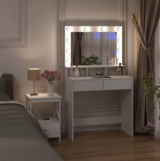 Nowoczesna Toaletka z Lustrem Hollywood i Regulowanym Oświetleniem LED