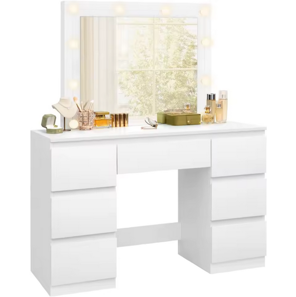 Luksusowa Toaletka z Dużym Lustrem Hollywood i 7 Szufladami – Perfekcyjny Kącik Beauty w Najwyższym Standardzie Woltu