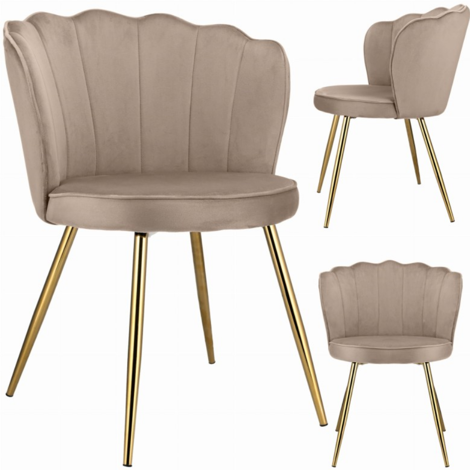 Eleganckie Krzesło w Stylu „Shell” – Różowy Welur JUMI