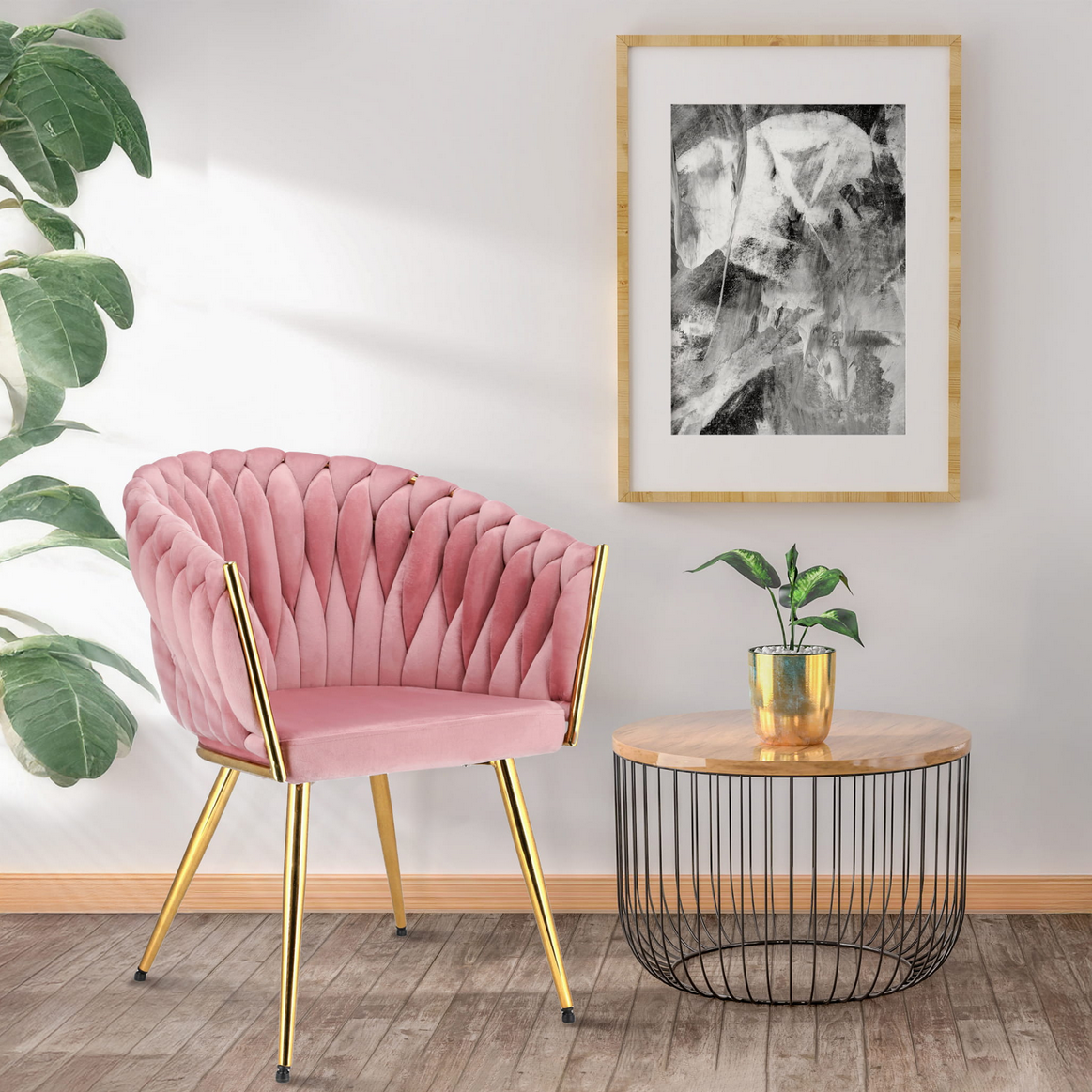 Krzesło Glamour z Aksamitnym Obiciem i Złotymi Nogami JUMI