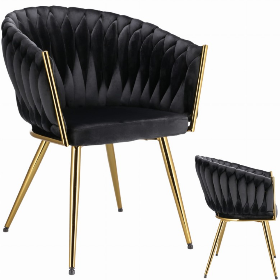 Ekskluzywne Krzesło Glamour z Aksamitnym Obiciem i Złotymi Nogami JUMI