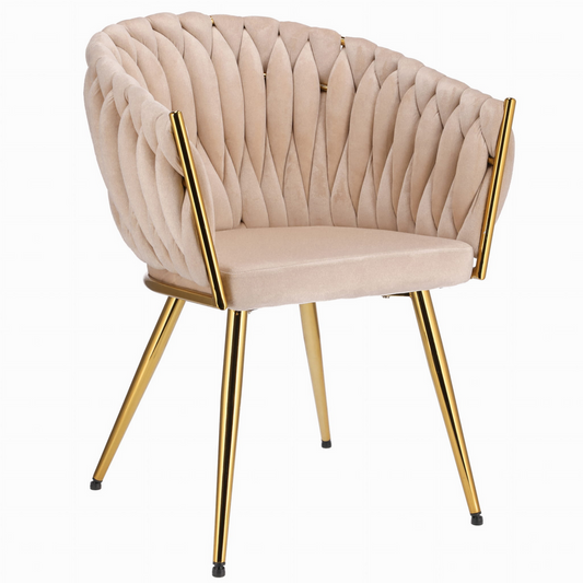 Ekskluzywne Krzesło Glamour z Aksamitnym Obiciem i Złotymi Nogami JUMI