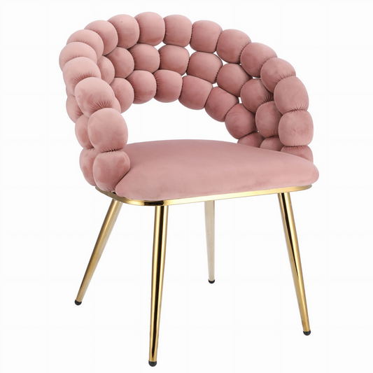 Ekskluzywne Krzesło Glamour z Aksamitnym Oplotem „Bubble” i Złotymi Nogami JUMI
