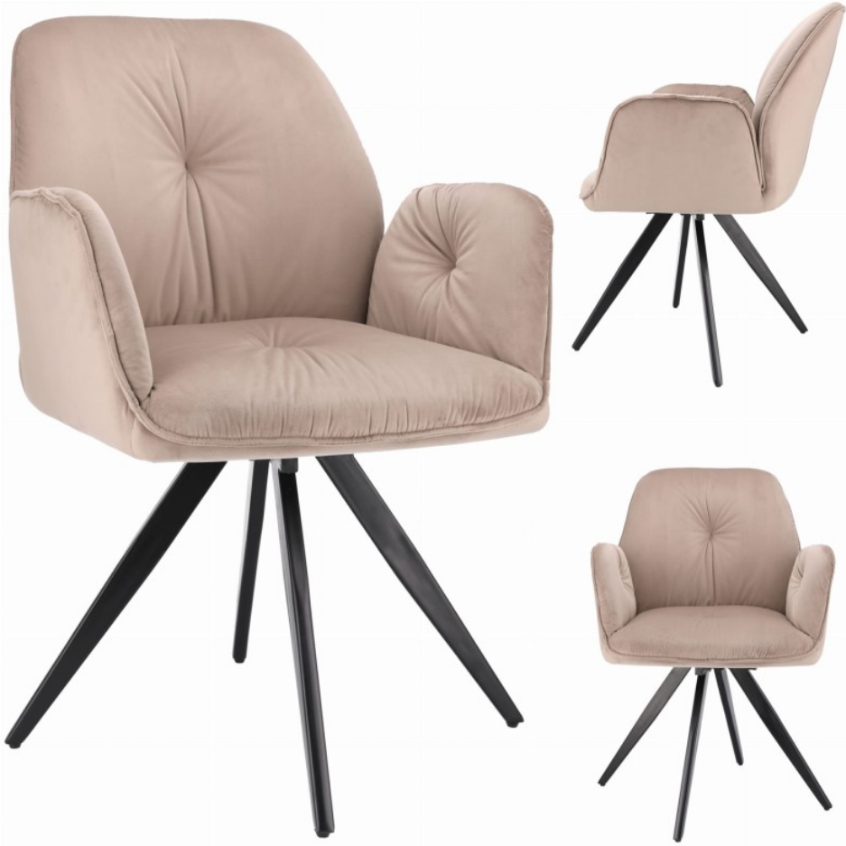 Nowoczesne Krzesło Welurowe z Obrotowym Siedziskiem JUMI