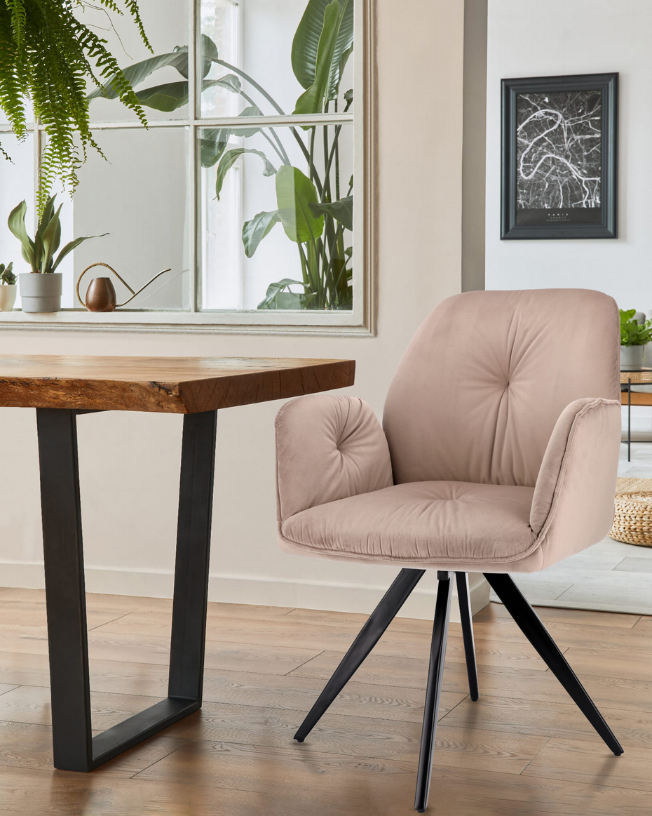 Nowoczesne Krzesło Welurowe z Obrotowym Siedziskiem JUMI