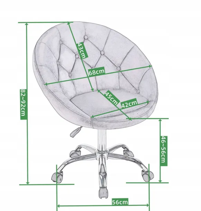 Elegancki Fotel Obrotowy z Aksamitnym Obiciem i Złotą Podstawą JUMI