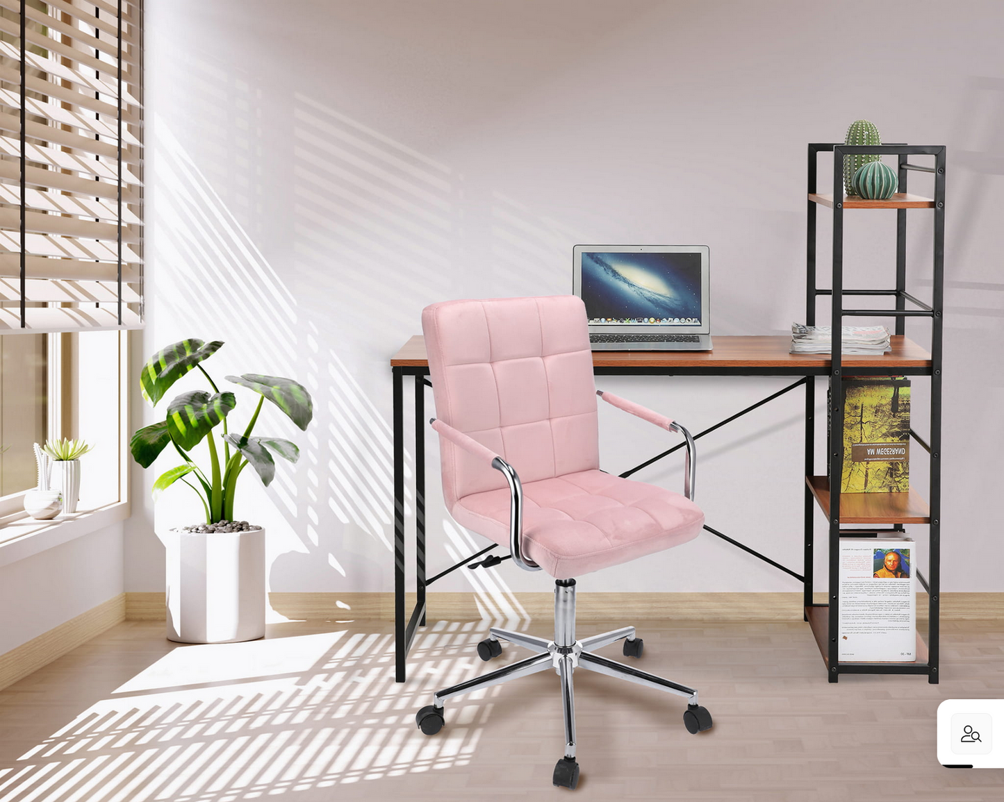 Stylowy Fotel Obrotowy z Aksamitnym Obiciem i Chromowaną Podstawą JUMI