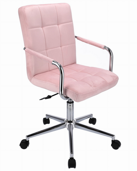 Stylowy Fotel Obrotowy z Aksamitnym Obiciem i Chromowaną Podstawą JUMI