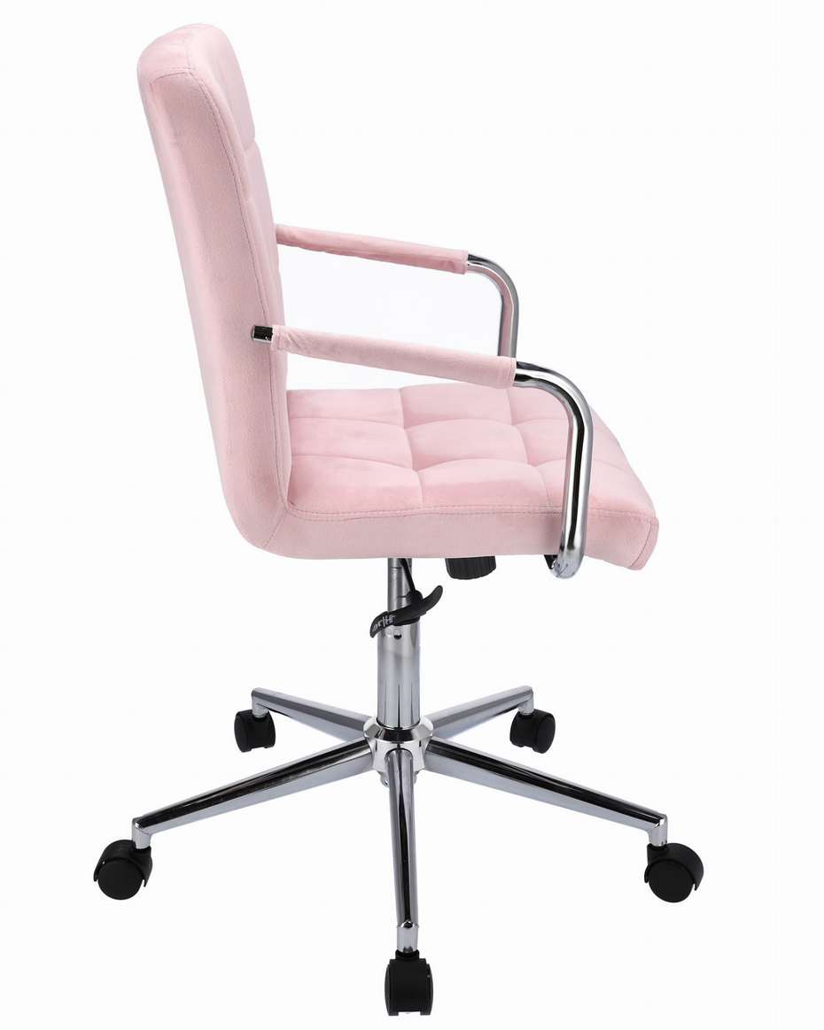 Stylowy Fotel Obrotowy z Aksamitnym Obiciem i Chromowaną Podstawą JUMI