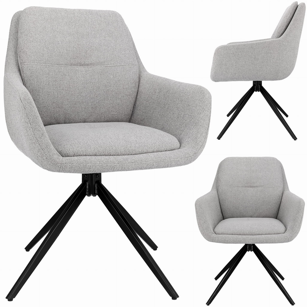 Nowoczesne Krzesło Obrotowe z Tkaniny Plecionej JUMI