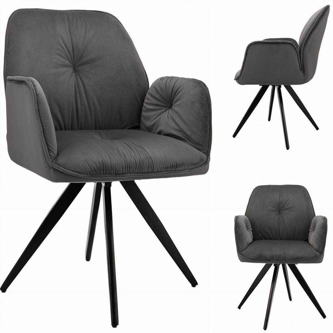 Nowoczesne Krzesło Welurowe z Obrotowym Siedziskiem JUMI