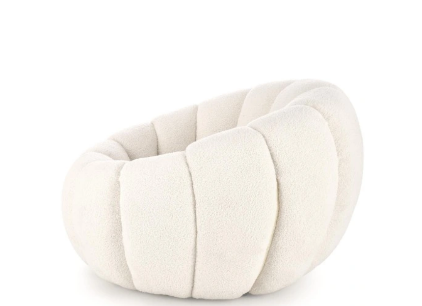 Halmar GASPAR fotel wypoczynkowy do salonu glamour okrągły BOUCLE kremowy