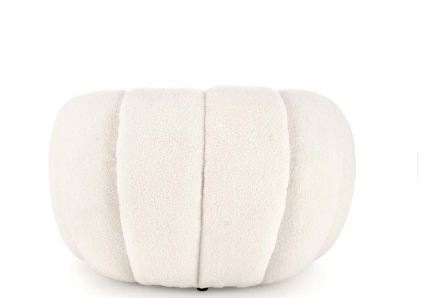 Halmar GASPAR fotel wypoczynkowy do salonu glamour okrągły BOUCLE kremowy