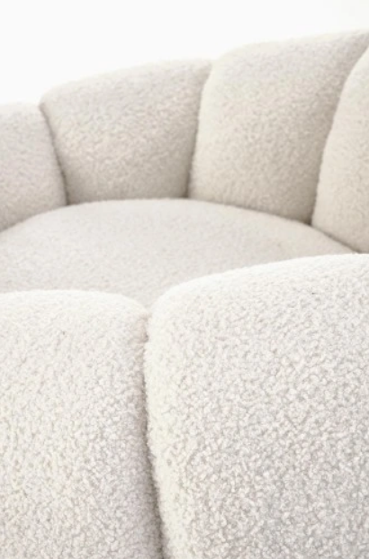 Halmar GASPAR fotel wypoczynkowy do salonu glamour okrągły BOUCLE kremowy