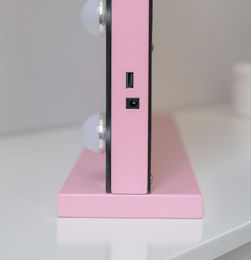 Flamingueo Lustro do Makijażu 15 LED 3 Tryby Świecenia Lustro Do Toaletki Różowy