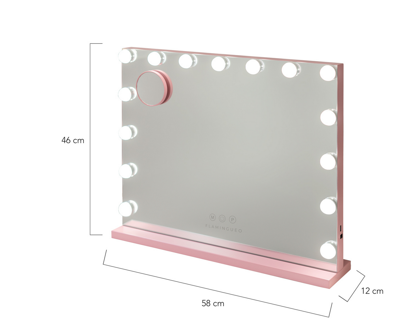 Flamingueo Lustro do Makijażu 15 LED 3 Tryby Świecenia Lustro Do Toaletki Różowy