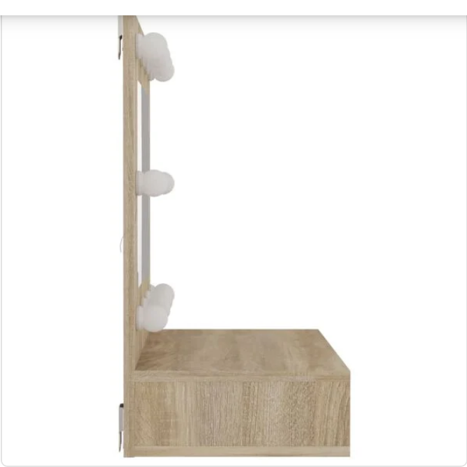 Elegancka Toaletka Ścienna z Lustrem LED – Nowoczesna Szafka na Kosmetyki z Podświetleniem Hollywood