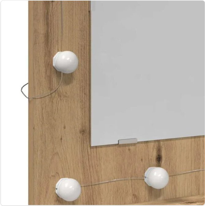 Elegancka Toaletka Ścienna z Lustrem LED – Nowoczesna Szafka na Kosmetyki z Podświetleniem Hollywood