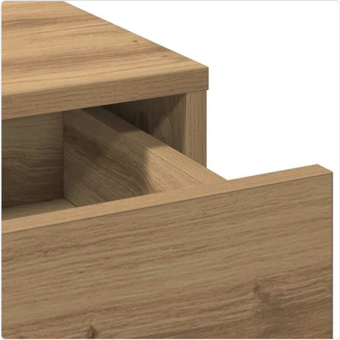 Toaletka z Lustrem LED Dąb Artisan – Nowoczesna Konsola z Szufladami i Przegródkami na Kosmetyki