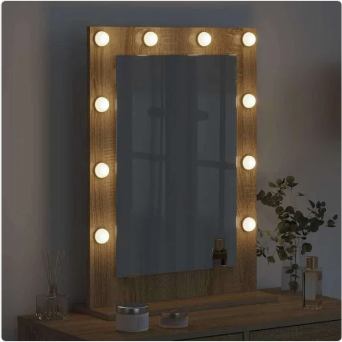Lustro Toaletowe LED w Stylu Drewna – Idealne Uzupełnienie Każdej Toaletki