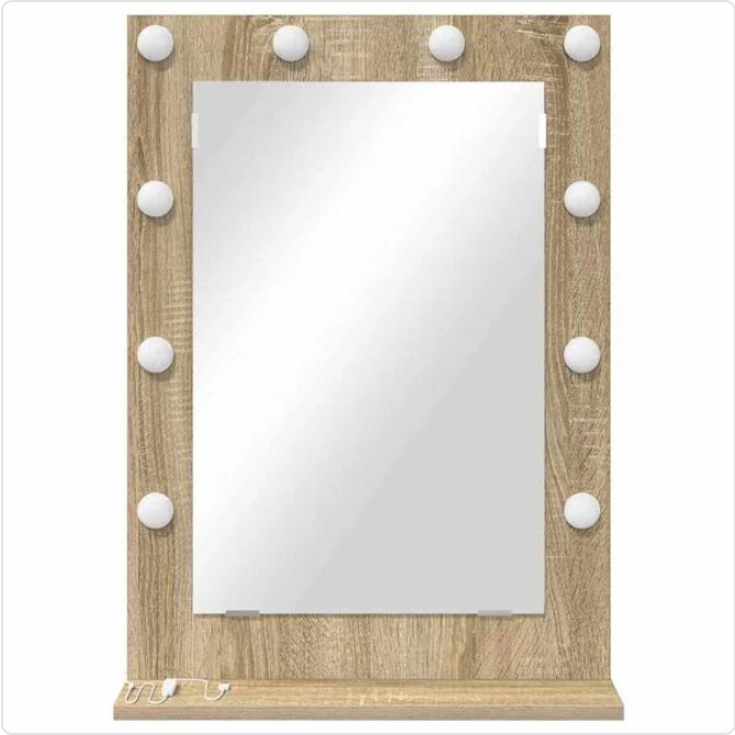 Lustro Toaletowe LED w Stylu Drewna – Idealne Uzupełnienie Każdej Toaletki