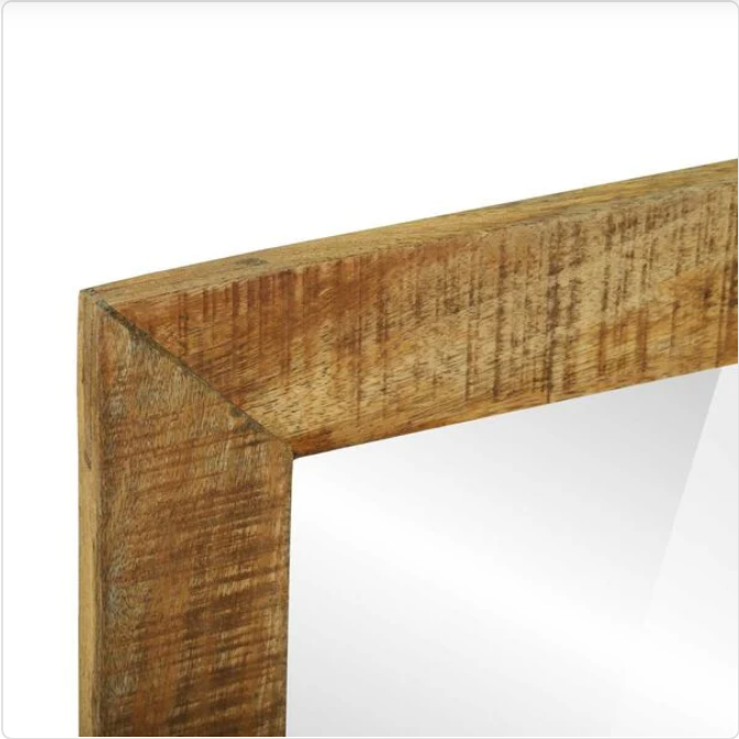 Stylowe Lustro z Ramą z Surowego Drewna Mango – Zintegrowana Półka