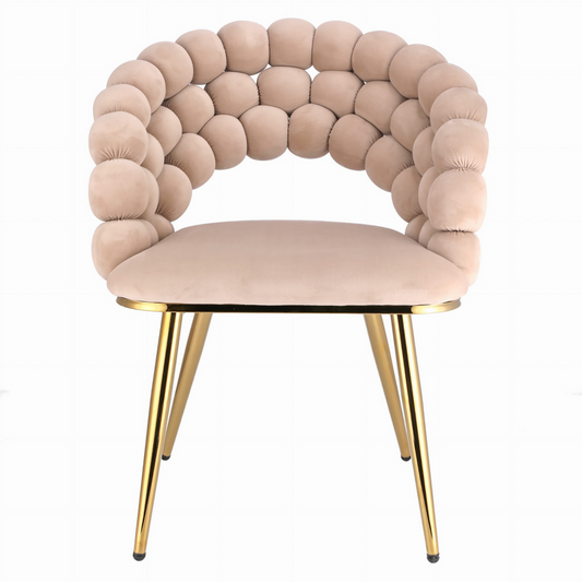 Ekskluzywne Krzesło Glamour z Aksamitnym Oplotem „Bubble” i Złotymi Nogami JUMI