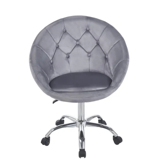 Elegancki Fotel Obrotowy z Aksamitnym Obiciem i Złotą Podstawą JUMI