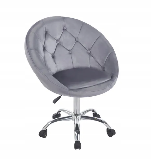 Elegancki Fotel Obrotowy z Aksamitnym Obiciem i Złotą Podstawą JUMI