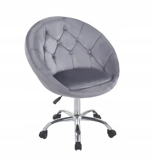 Elegancki Fotel Obrotowy z Aksamitnym Obiciem i Złotą Podstawą JUMI