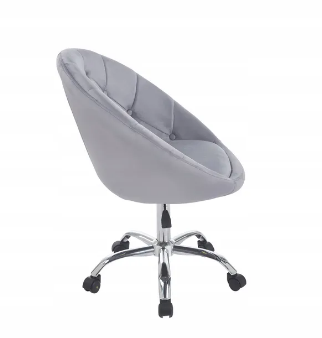 Elegancki Fotel Obrotowy z Aksamitnym Obiciem i Złotą Podstawą JUMI