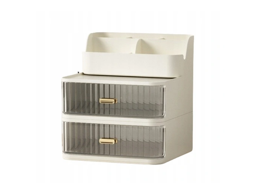 Elegancki organizer kosmetyczny z podwójną szufladą – idealny porządek na Twojej toaletce
