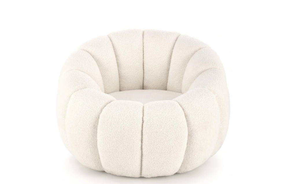 Halmar GASPAR fotel wypoczynkowy do salonu glamour okrągły BOUCLE kremowy