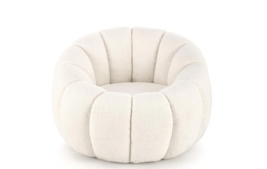 Halmar GASPAR fotel wypoczynkowy do salonu glamour okrągły BOUCLE kremowy