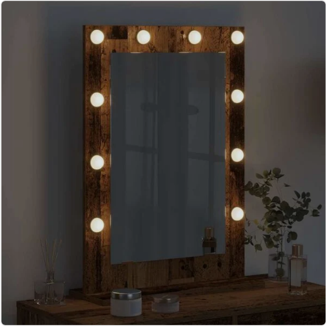Lustro Toaletowe LED w Stylu Starego Drewna – Idealne Uzupełnienie Każdej Toaletki